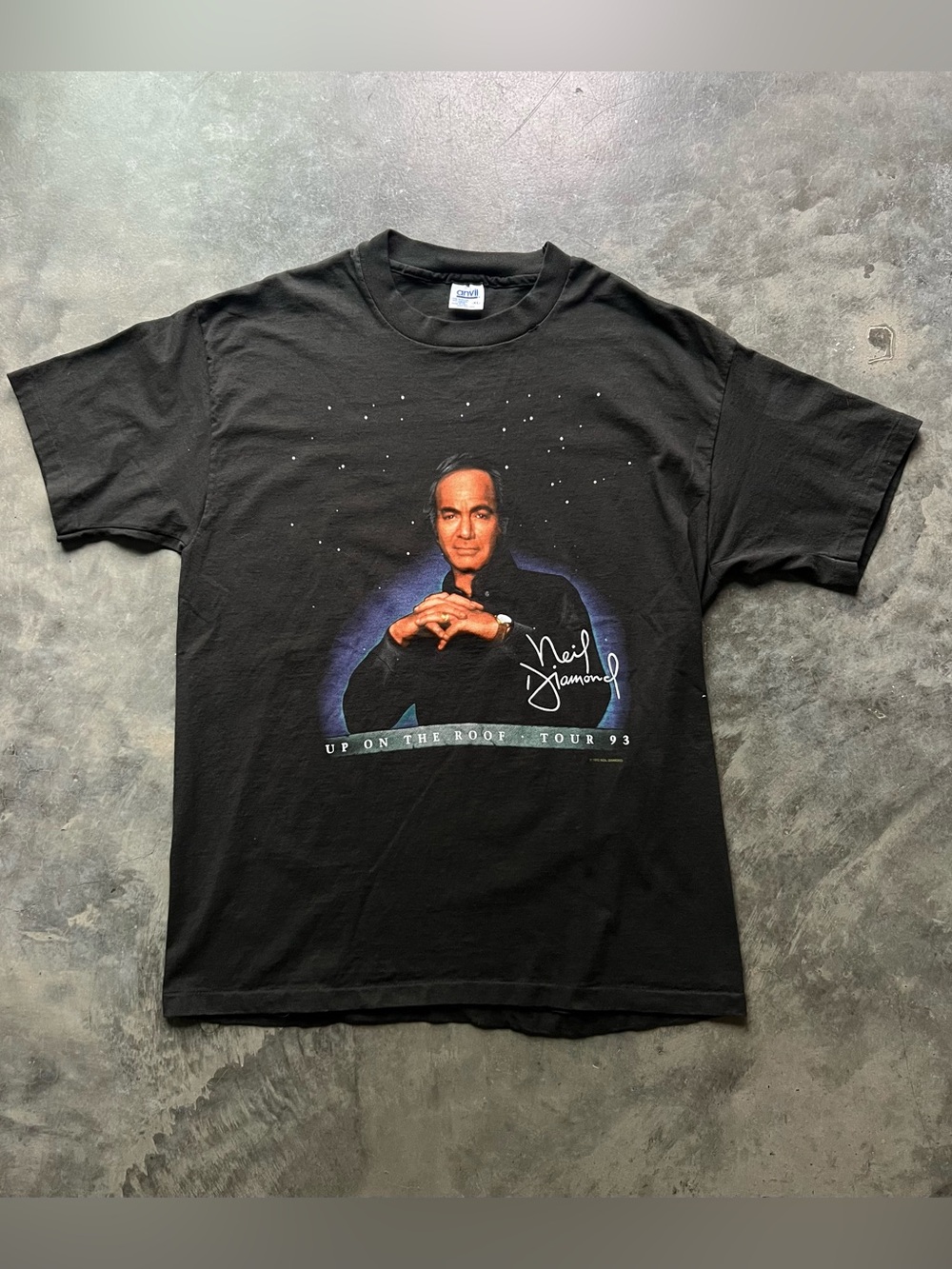 Vintage 1993 Neil Diamond Up On The Roof Tour tee Anvil USA Made single stitch
